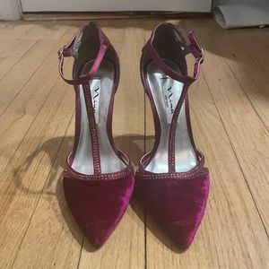 Nina Shoes Pink Suede T-strap Heel